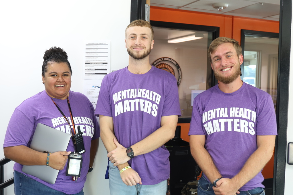 Staff wearing shirts that say Mental Health Matters