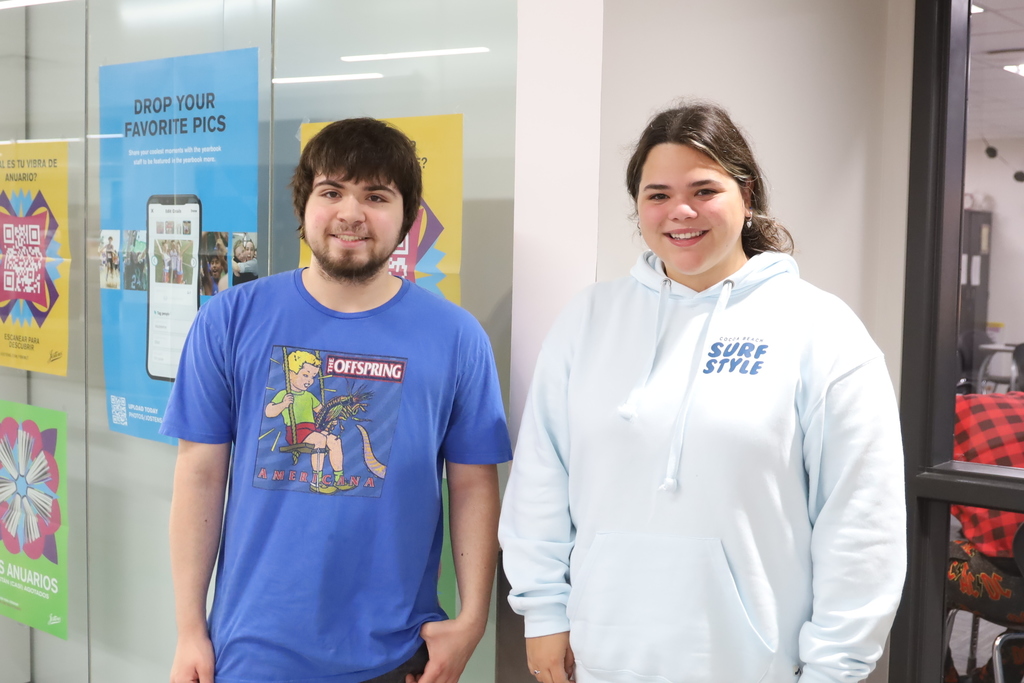 Two students in blue 