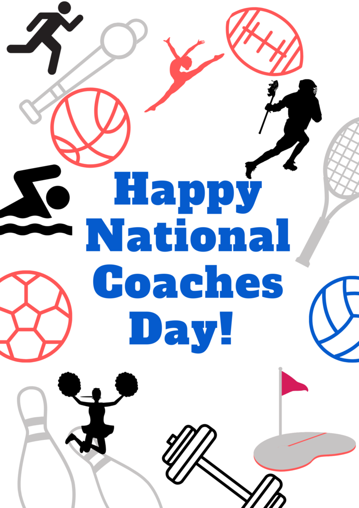 Happy National Coaches Day. illustrations of different sports