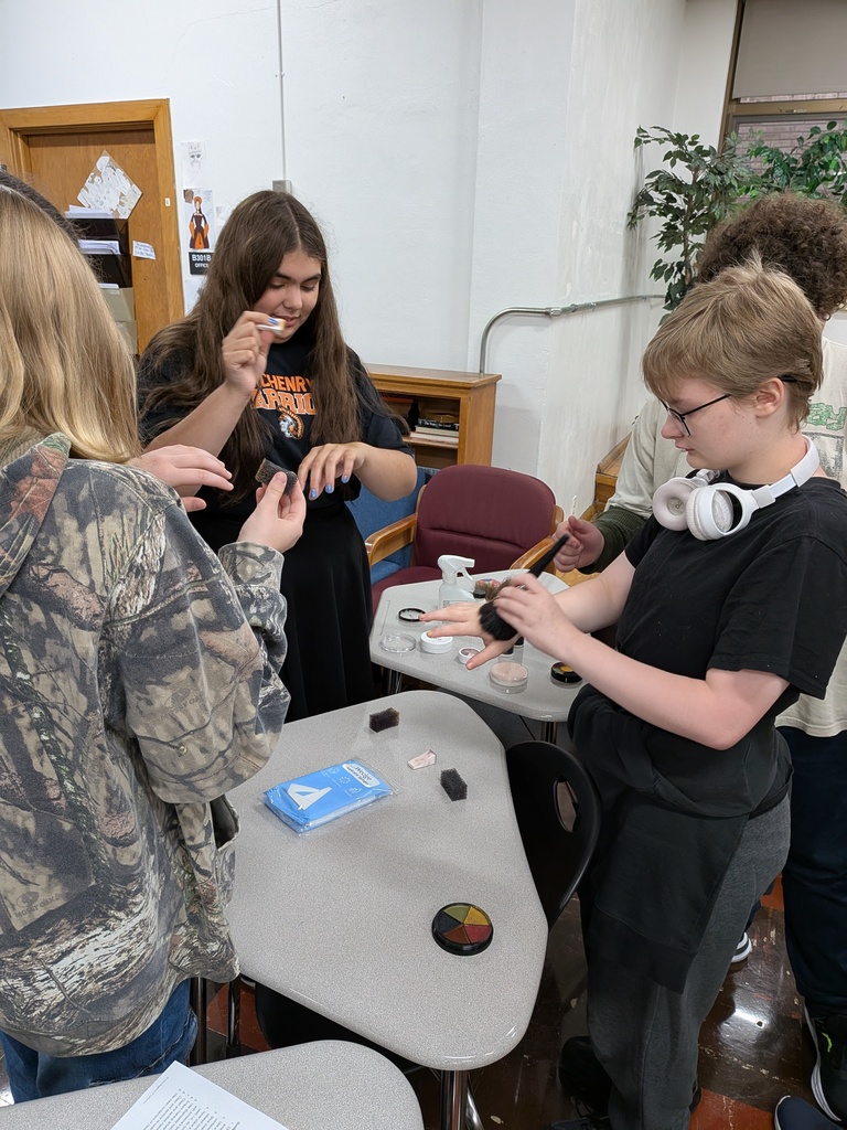 Students in Mr. Hillier's Into to Theatre class made fake bruises as part of their makeup unit. Future projects include corrective and fantasy makeups.