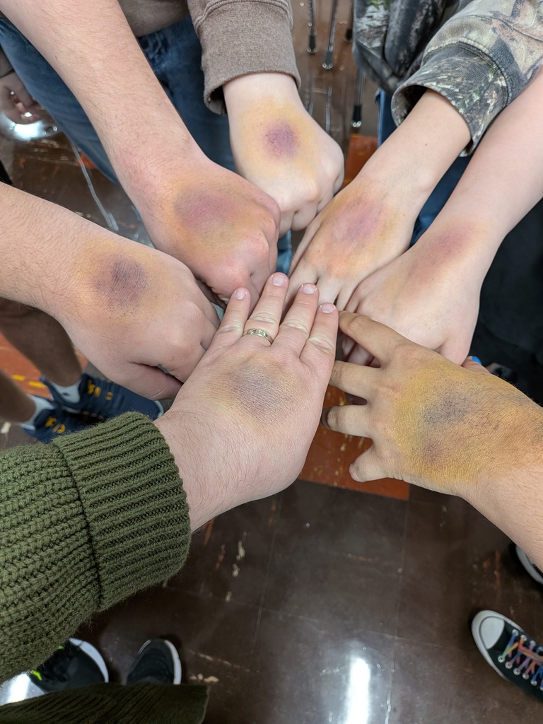 Students in Mr. Hillier's Into to Theatre class made fake bruises as part of their makeup unit. Future projects include corrective and fantasy makeups.