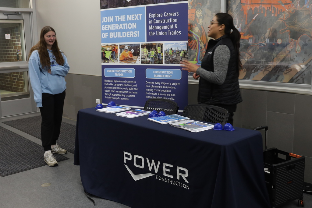 Vendor talking to a student 