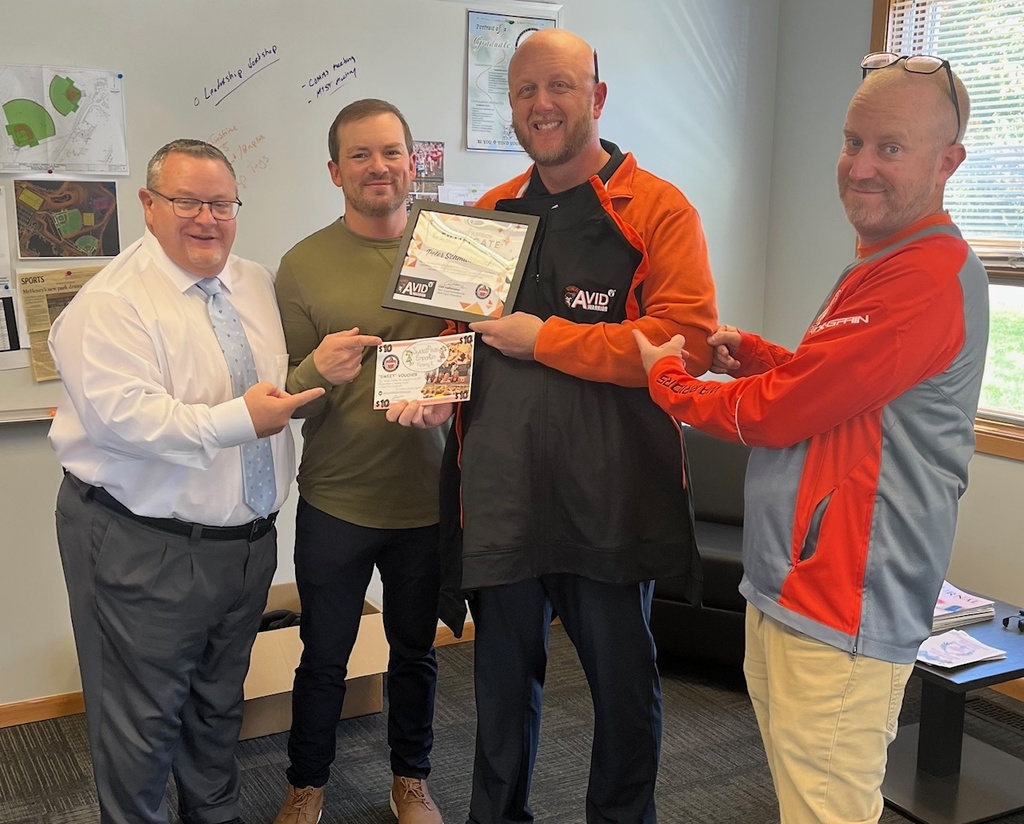 Cal Vallianatos, Sean Sterner, Peter holding his certificate and Mr. Eiserman