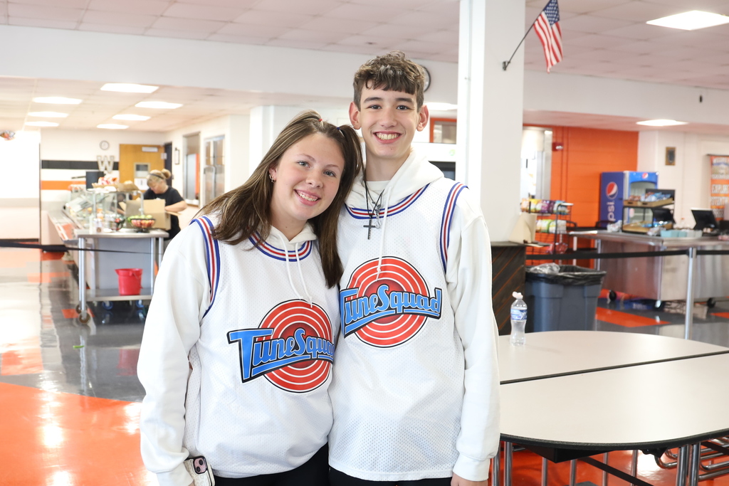 Two students as Tune Squad players