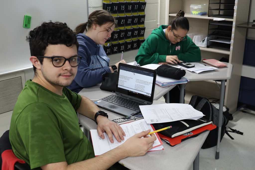 Students working on geometry problems