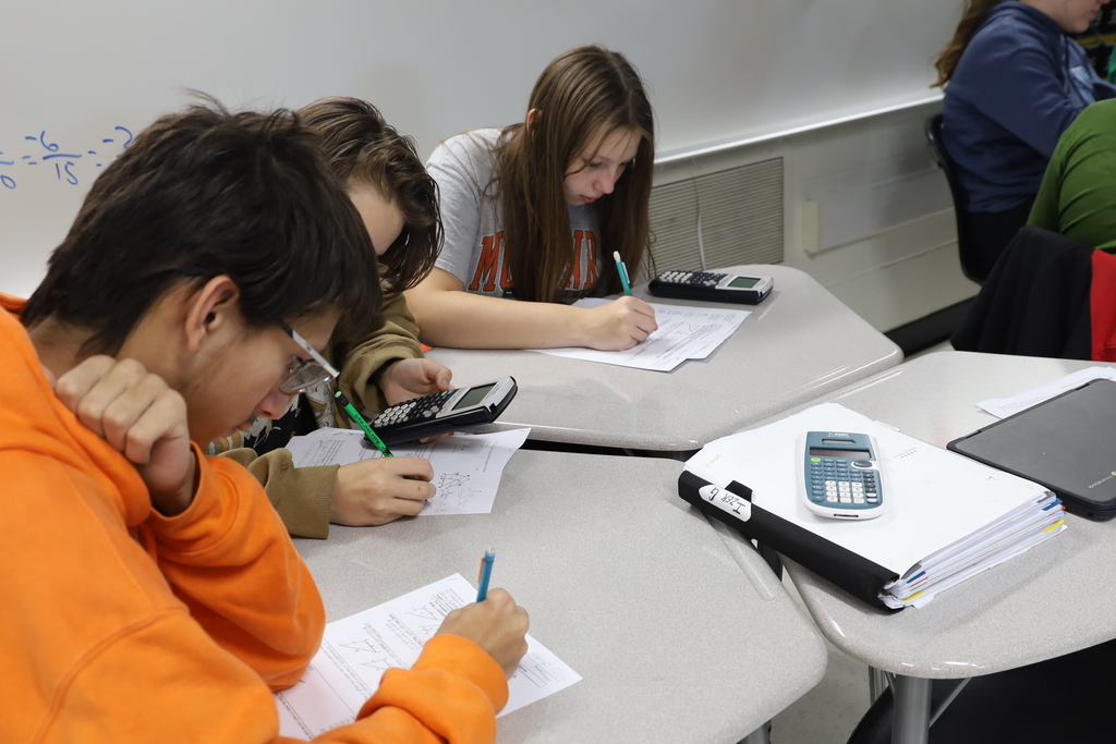 Students working on geometry problems