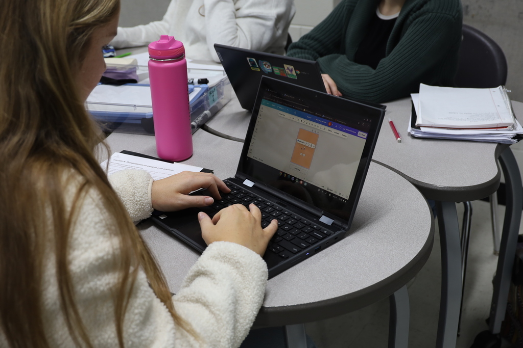 Student working on a template