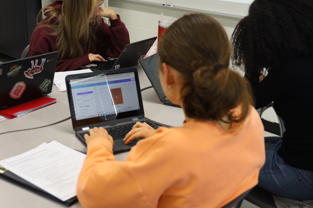 Student working on a canva teplate