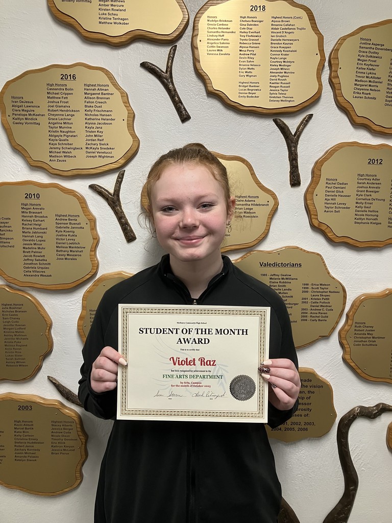 Student of the month with certificate