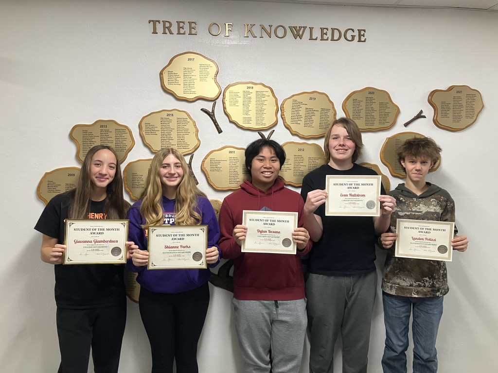 Students of the month with certifactes