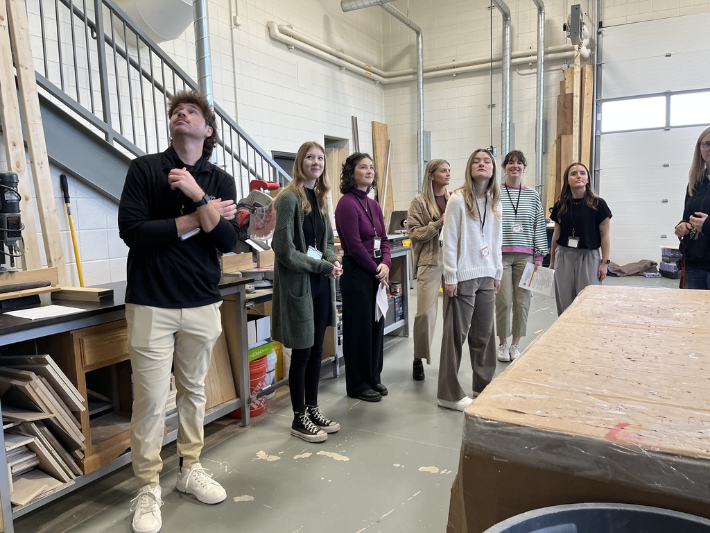 Students looking at the building