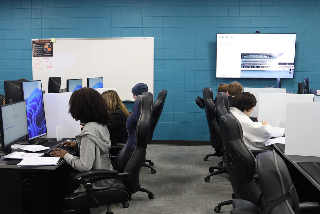 Students working on computers