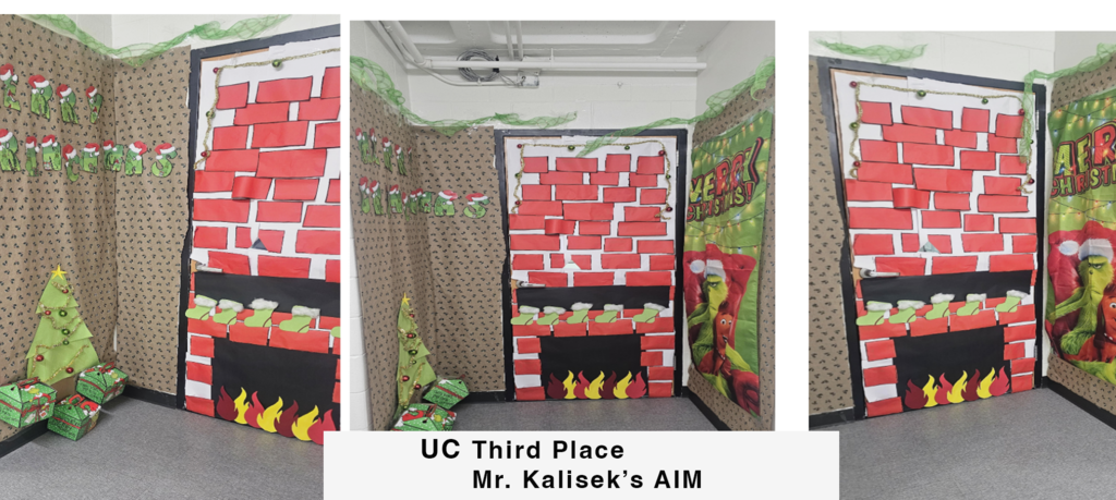 Upper Campus Third Place Mr. Kalisek's AIm fireplace and Grinch 