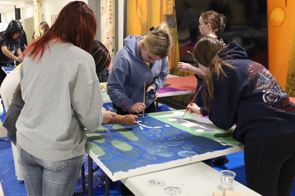 Students painting 