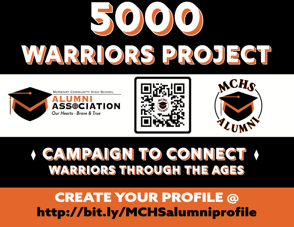 5000 Warriors Project McHenry Community High School Alumni Association Our Hearts Brave and True. MCHS Alumni Campaign to Connect Warriors Through the Ages Create your profile http://bit.ly/MCHSalumniprofile