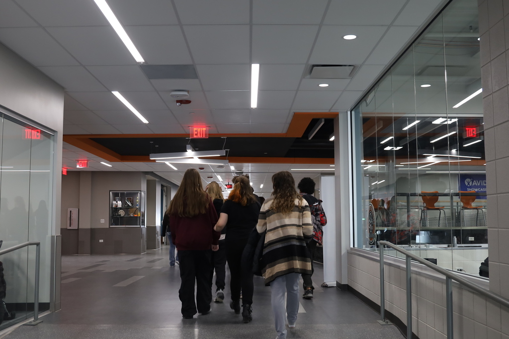 Students walking in the hallway