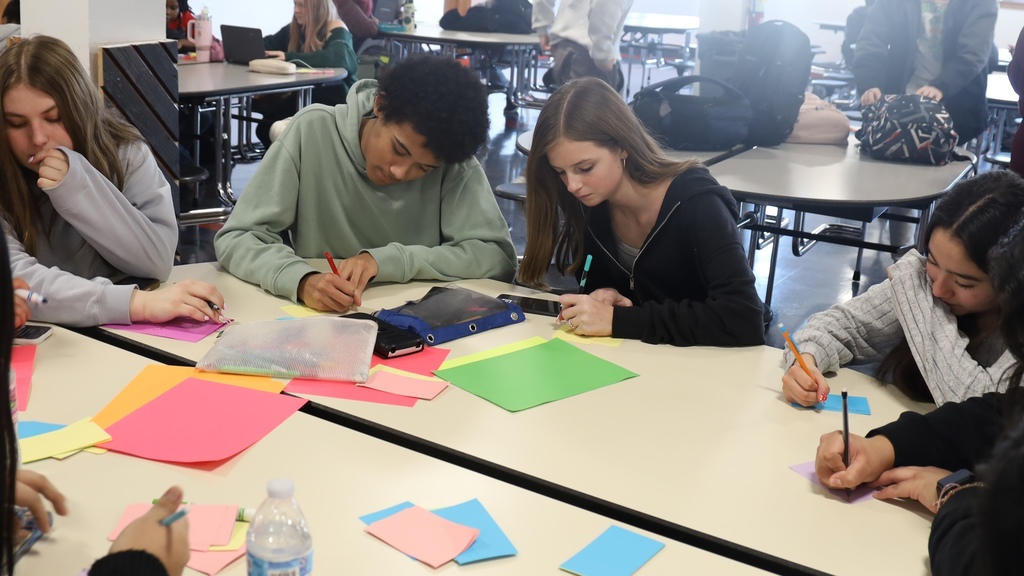 Students making cards