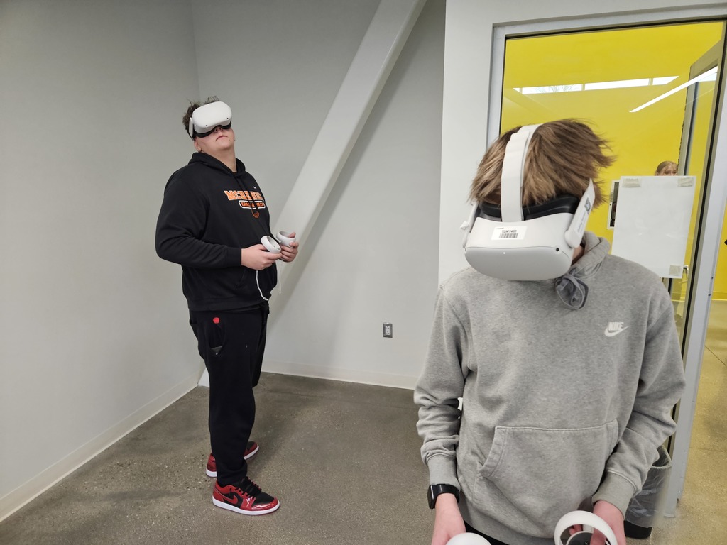 Students using VR headsets