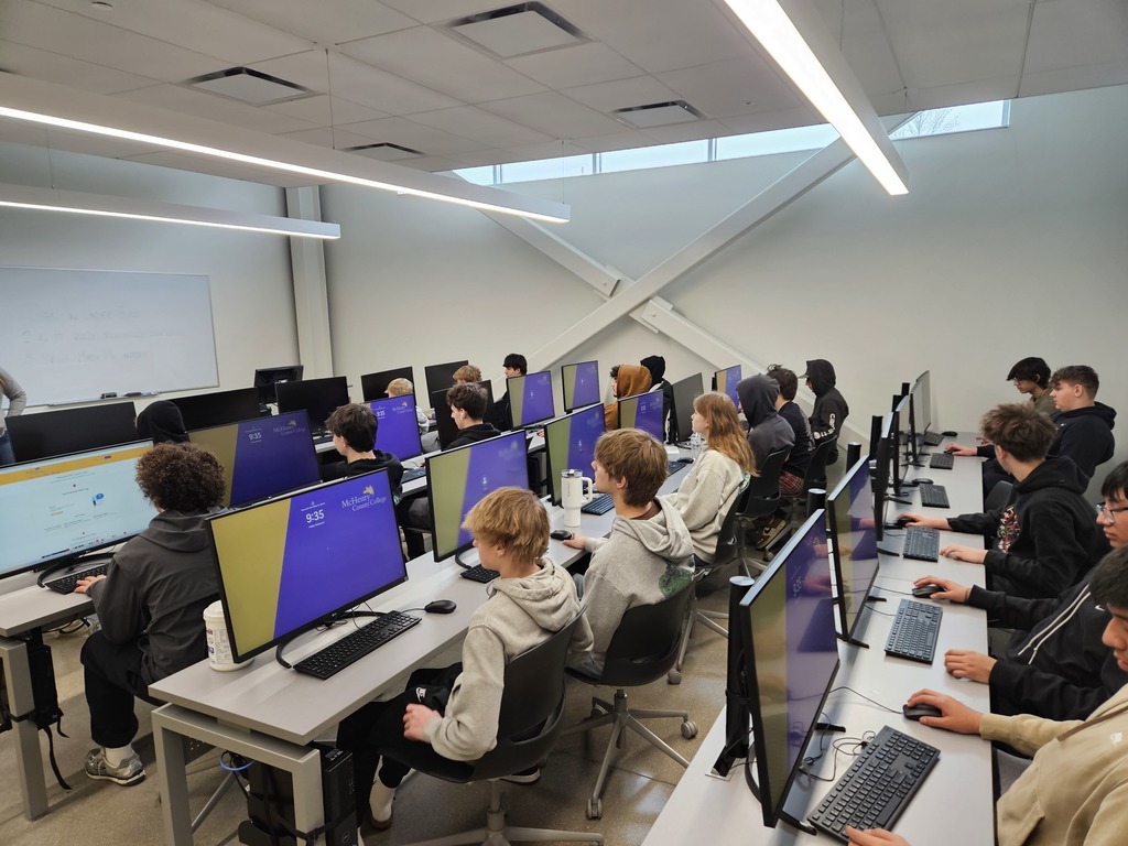 Students on computers in a lab