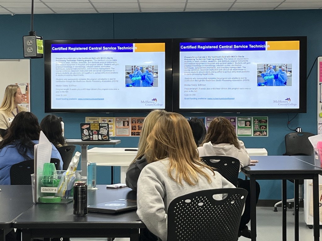 MCHS students heard about healthcare certification programs at McHenry County College