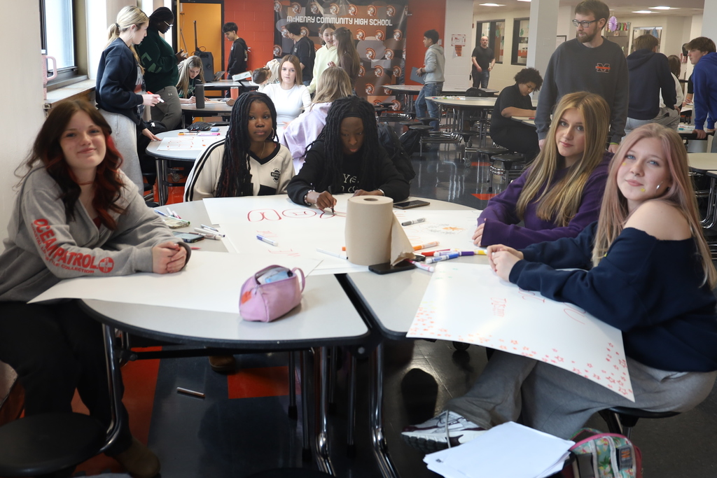 Students making posters