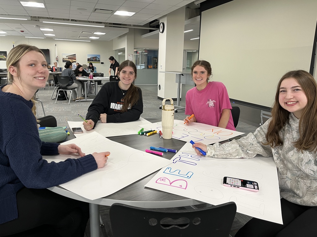 Students making posters