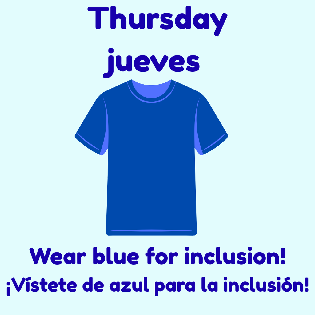 Thursday Wear blue for inclusion. Jeves Vistete de azul para la inlcusion!