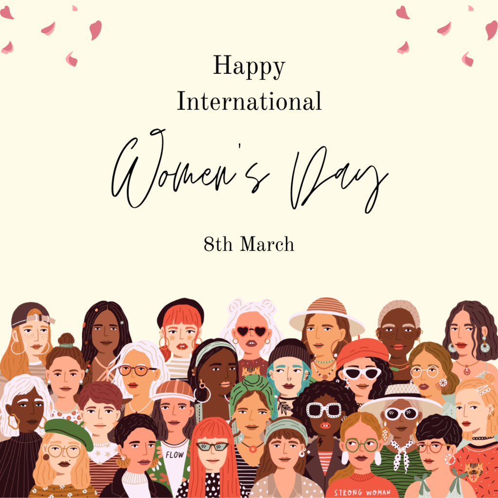 International Women's Day March 8th. A variety of cartoon women