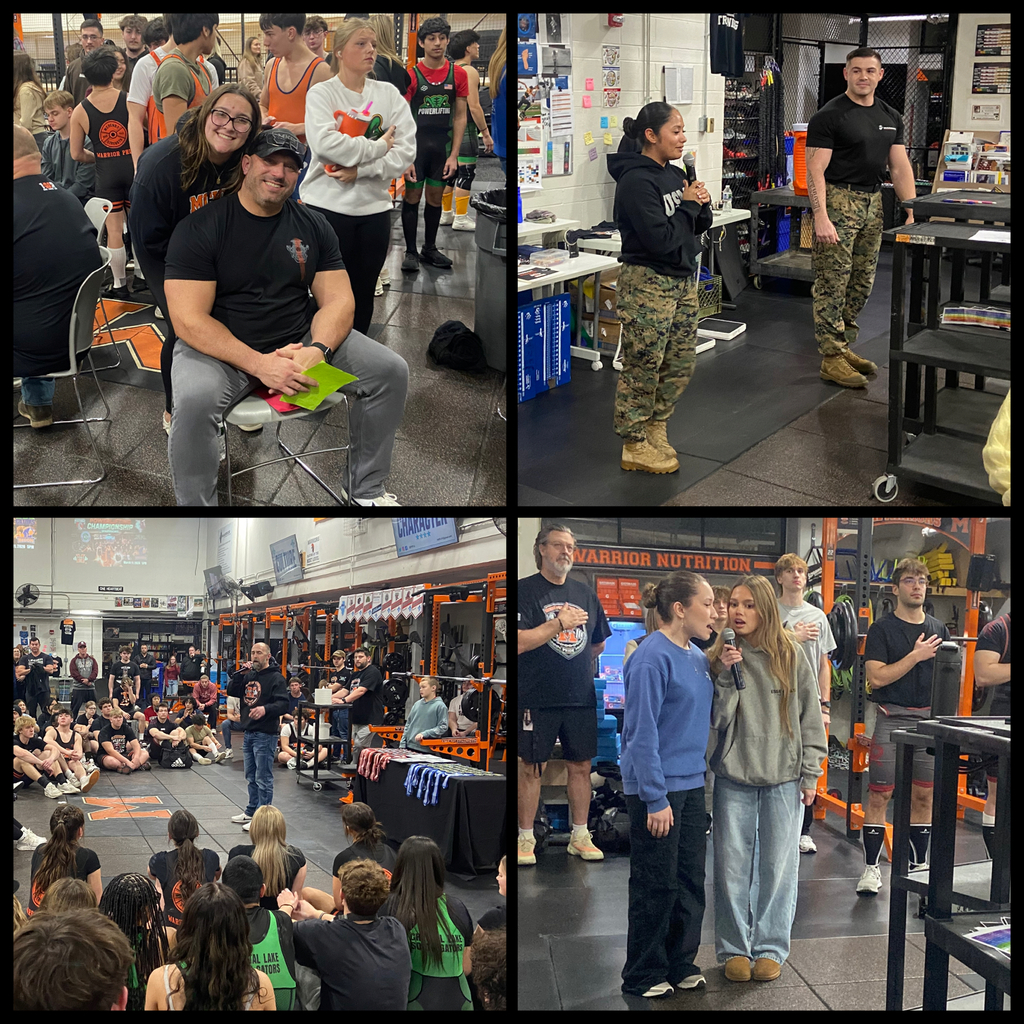 Student and adult posing, people from the military speaking, another speaker and two singers with people who have hands on their hearts behind them