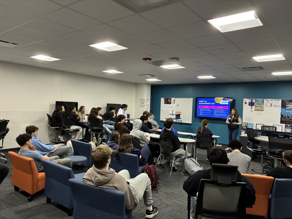 Dual Credit Accounting 1 students listening to guest speaker in class