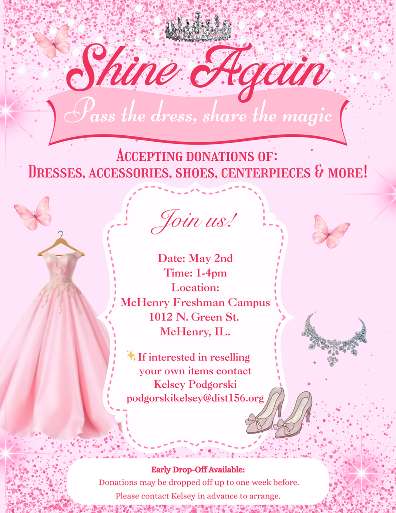 Here is the flyer we are going to use for our Shine Again event we are having on Saturday, May 2 at the FC. This is to collect quinceanera dresses, centerpieces, accessories, etc. in an attempt to donate/resell their items that have been used at quince parties.