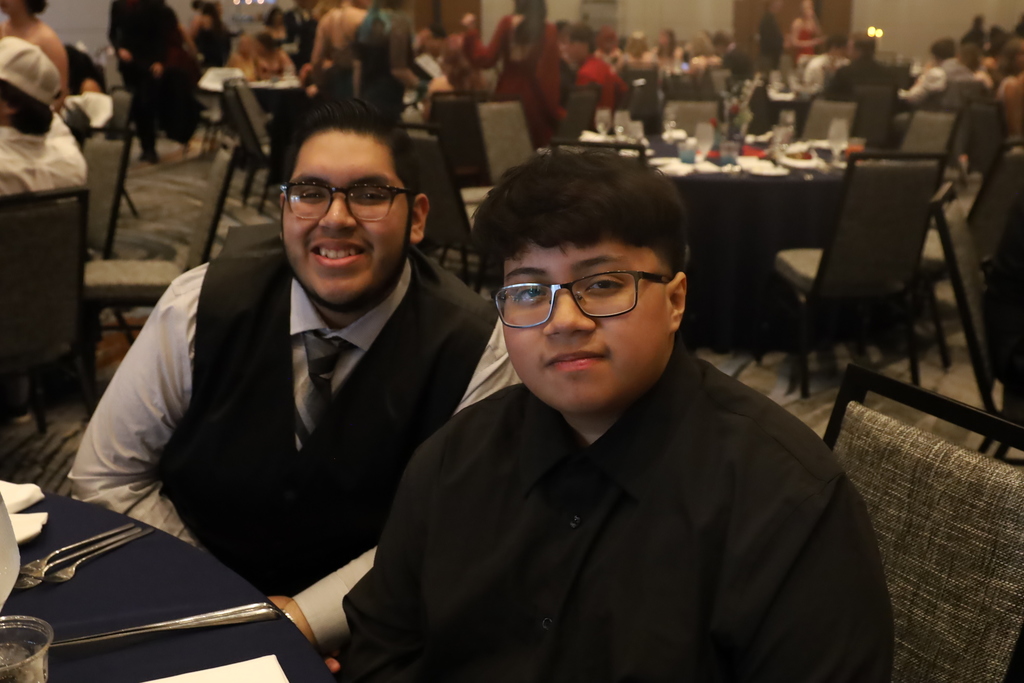 Two students at a table