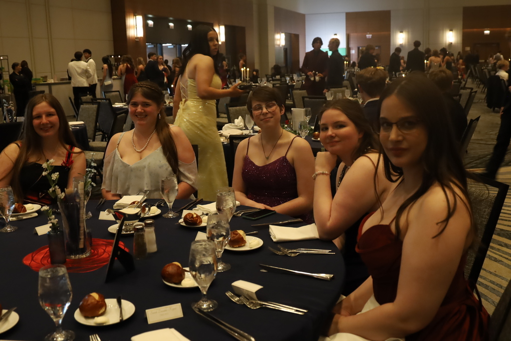 Students at prom table