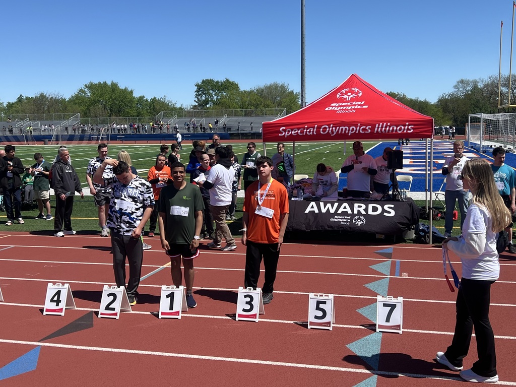 Students standing on track
