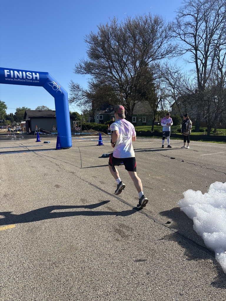 Someone racing to the finish line