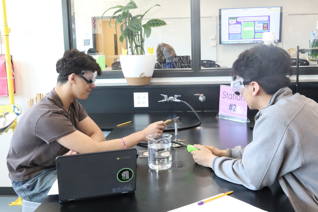 Students doing a chemistry lab