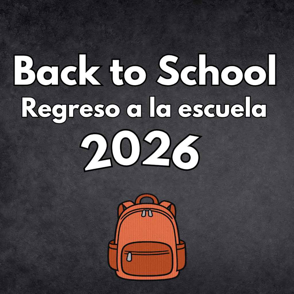 Back to School Regreso a la escuela 2026 with an orange backpack