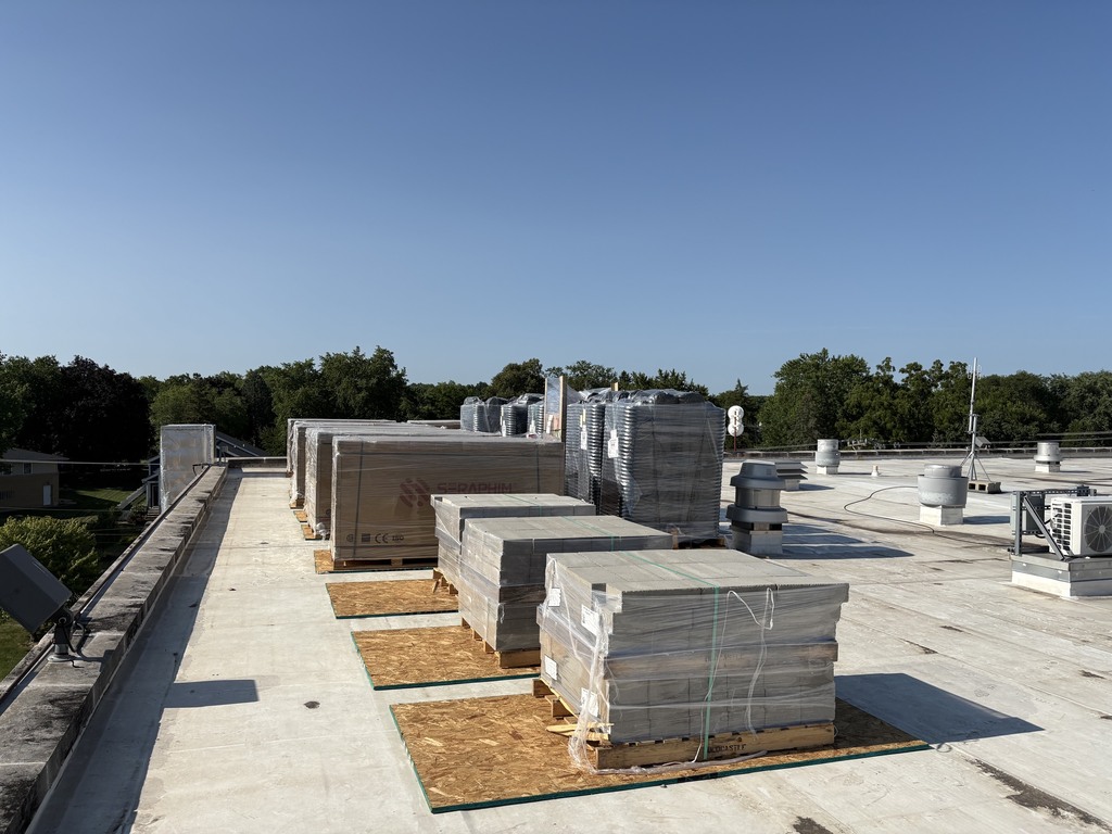 Solar panel materials on roof