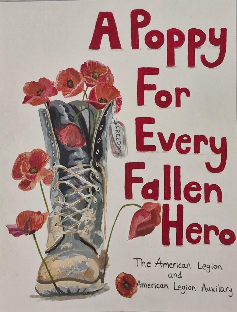 A poppy for every fallen hero the American Legion and American Legion Auxiliary painting of boot with poppies in it