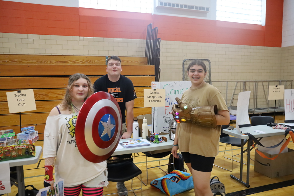 Comics Manga and Fandoms club with Captain America Shield and Thanos' Infinity gauntlet
