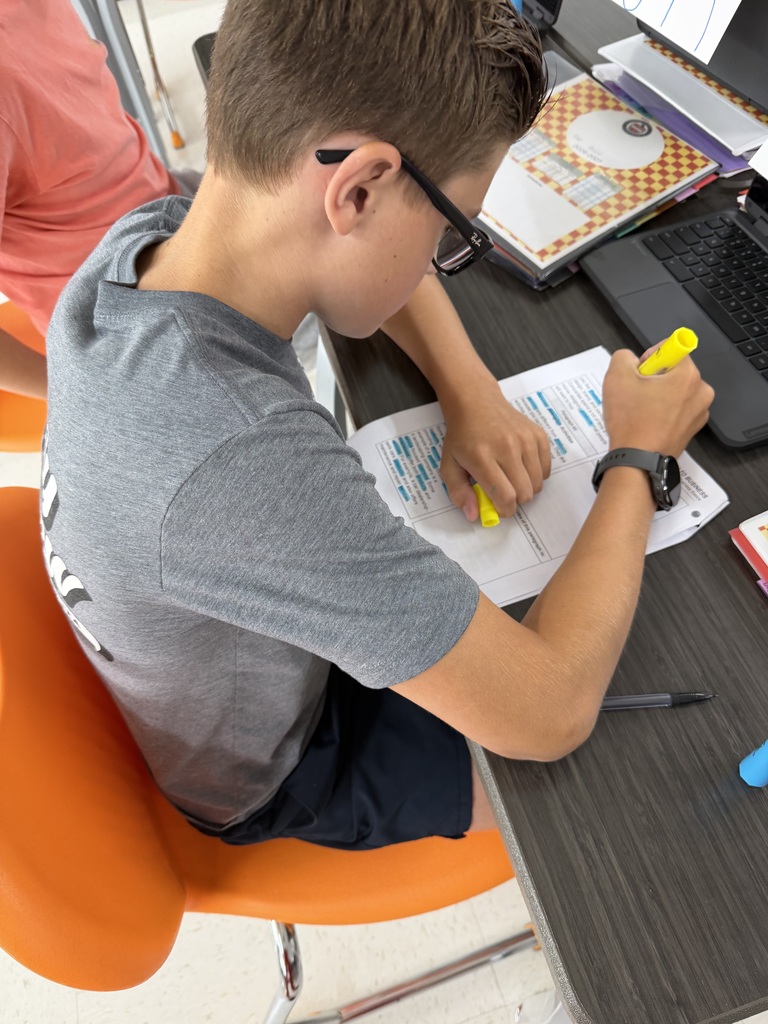 Students working on focused note-taking in Mrs. Harris' Intro to Business class