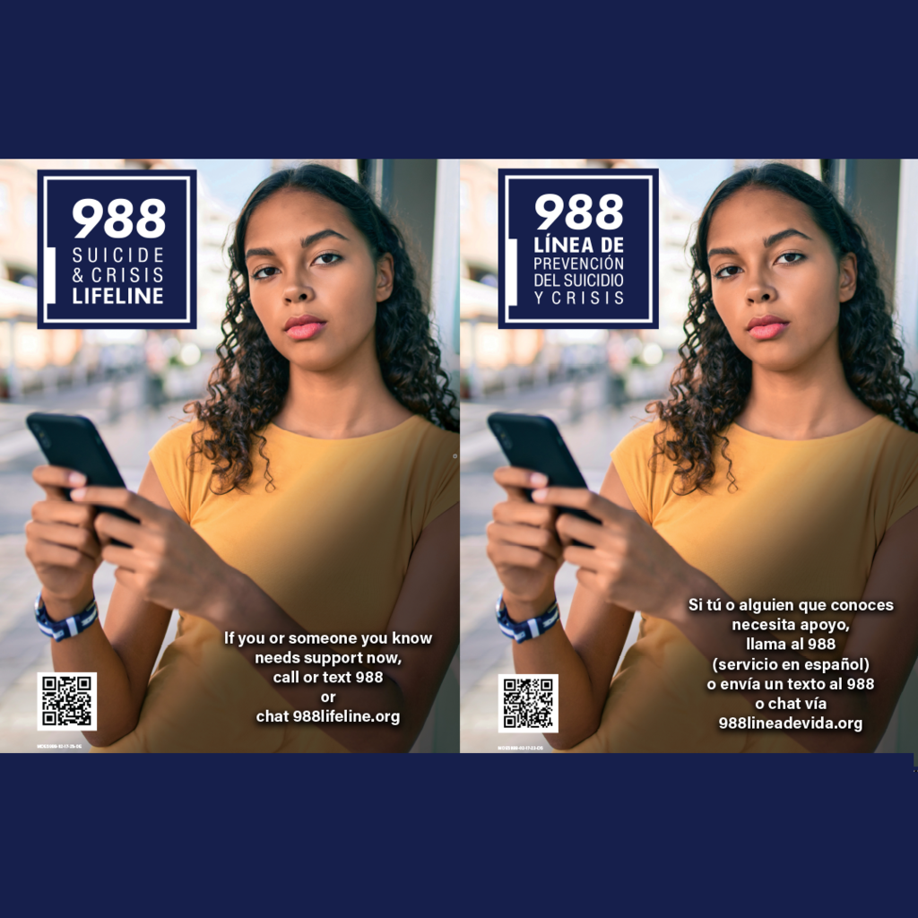 988 Suicide Crisis and Lifeline. If you or someone you know needs support now, call or text 988 or chat 988lifeline.org Línea de prevención del suicidio y crisis. Si tú o alguien que conoces necesita apoyo, llama al 988 (servicio en español) o envía un texto al 988 o chat vía 988lineadevida.org