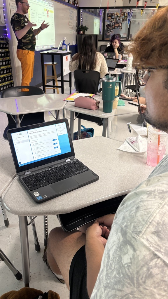 Seniors in MCHS's AVID12 class celebrated on Thursday after receiving their acceptance offers from between 4 to 11 different Illinois public colleges through the "1 Click Admit" program they opted into as juniors. The program "fast tracks" college acceptance based on solid high school GPA's between 2.0-4.0. 100% of AVID seniors who opted into the program received offers and are excited to begin next steps into their postsecondary futures!