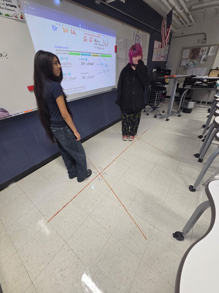 Students worked together to learn about different angles in Mr. Dunne's math class