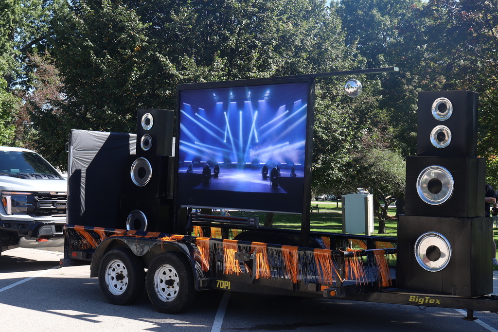 Float with stage lights and boomboxes
