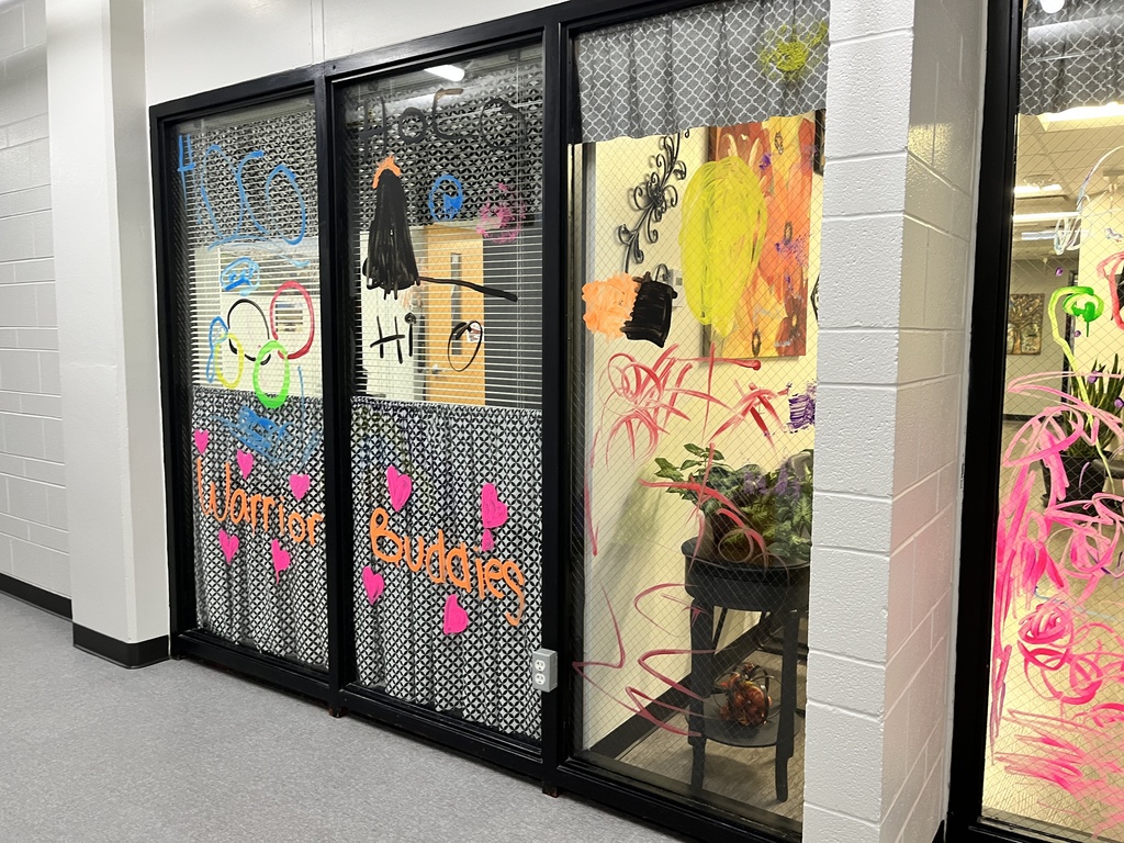 Windows inside painted with hoco and warrior buddies