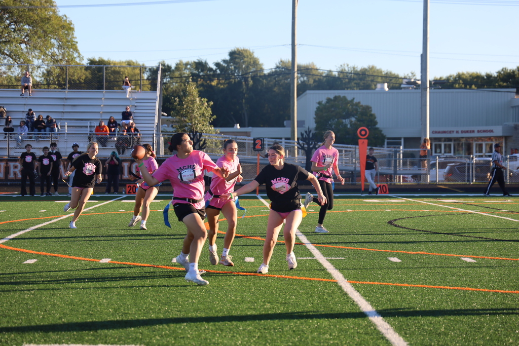 Powder puff, senior throwing football