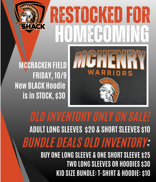 Flyer with information on Warrior Shack selling student-produced Warrior spirit wear