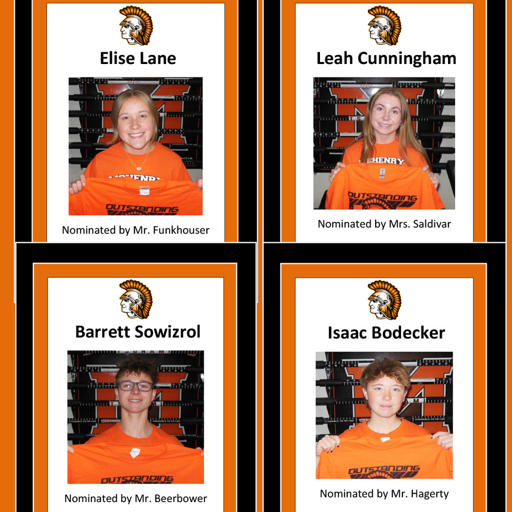 PE Students holding shirts. Elise Lane, Leah Cunningham, Barret Sowizrol and Isaac Bodecker