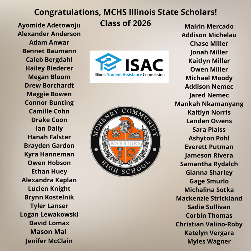 Illinois State Scholars in the MCHS Class of 2026